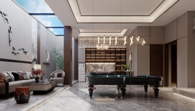现代台球室3D模型下载